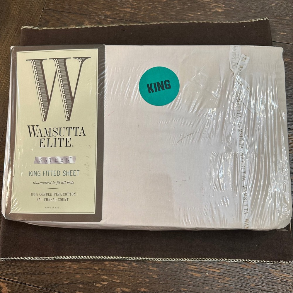 Vintage Wamsutta Elite Ivory King Fitted Sheet 100% Pima Cotton 250 TC - New